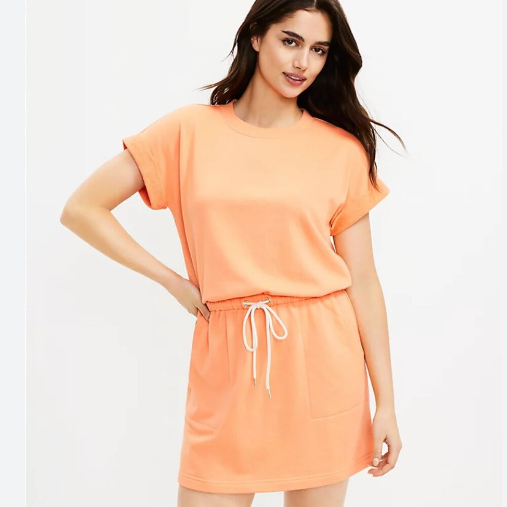 Loft Lou & Grey Cozy Cotton Terry Pocket Mini Dress - Orange - Small